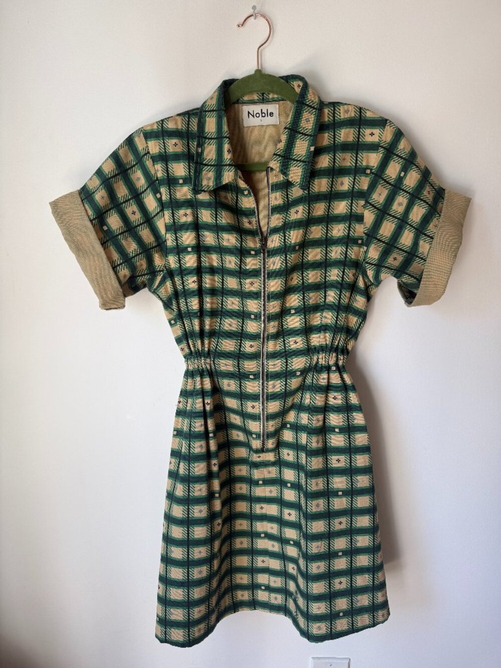 NOBLE Utility Dress Green Print Size Small Like New